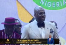 Chimaobi Anyaso Bags Trailblazer Award at 20th Silverbird Man of the Year